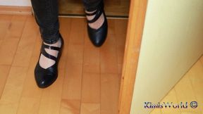 Worn Sheer Pantyhose & Dance-Style Shoes – Elegant Foot Tease