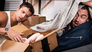 Unprofessional mover Dante Colle gets caught while playing with two thick plastic cocks