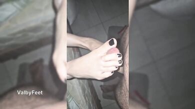 Foot worship cum explosion hottest moments