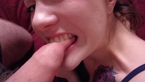 Foreskin teasing, stretching, biting