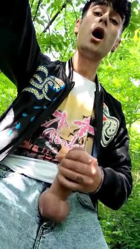 Quick Cumshot in the Park - Cock Out of Jeans