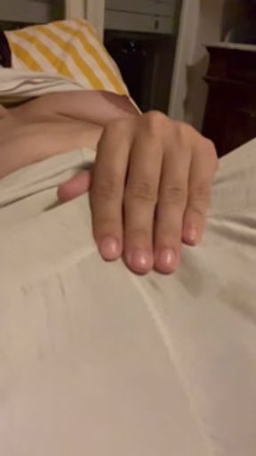 pregnant woman touches her tits and pussy and pees a little in her pants