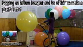 Popping an helium bouquet and lot of 36"to make a plastic bikini