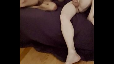 Amateur twink and his pale skin flatmate caught on cam watching porn and jerking-off together... (  testing mutual masturbation)