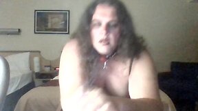 Smoking and rinding on a dildo