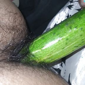 Fucking my sexy tight ass from cucumber