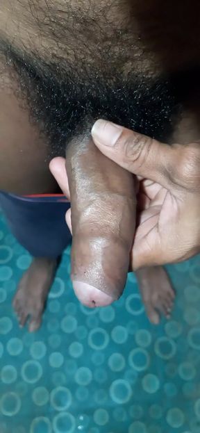 Handjob Bathroom Big Desi Cock