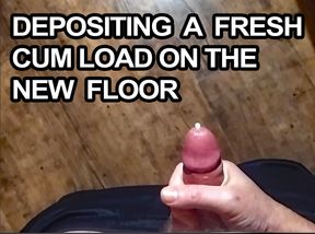 Wanking a Fresh Cum Load on to the Wooden Laminate Floor