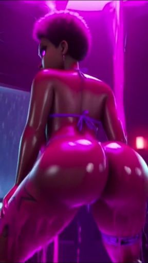 Cyberpunk Neon Oil Twerk: Nude Voluptuous Back Dances 2034   Clip 2