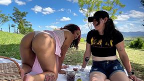 smelling her farts on a picnic outdoors public ass worship