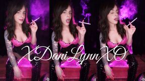 Smoking VS120s in Corset and PVC Boots