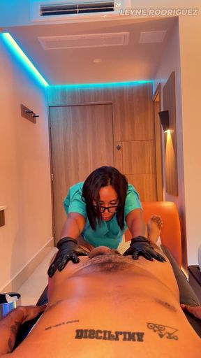 POV Sensual Latina Massage - Relaxing Music, HJ &amp; Blowjob Finish