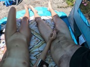 🔇 Jerking Off On The Public Nude 👙Beach🏖️. People See Us. Some Came Closer For a Better View👀