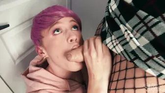 Benny Fox and Rana Katana swap sloppy blowjobs and handjobs in fishnets