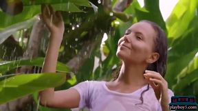 Petite Russian Milf Model Gets Wet Outdoor In The Rain - Princess Clover