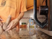Watch me cum on the kitchen counter