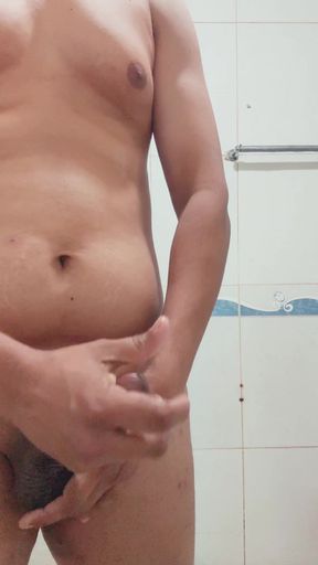 Big black cock with oil + Masterbution full enjoyment