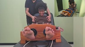 Ebony goddess Anise full tickling session (multicamera Feet-Body)