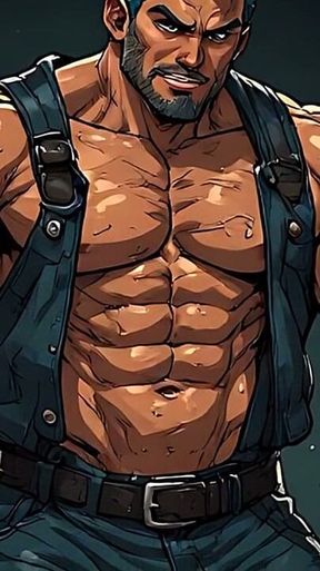 Erotic Ai Art Burly Men in Leather Harnesses
