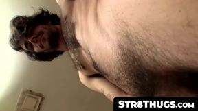 Skinny butt buddies' mutual cock jerking duo party and cum shot fest