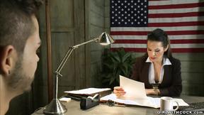 ”Corrupted big titted TBabe agent bangs man”