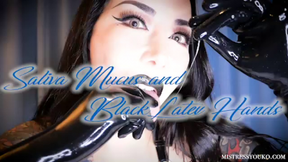 Saliva Mucus and Black Latex Hands