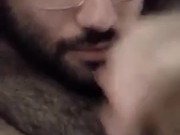Straight guy tasting his own cum