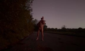 Naked in road barefooted