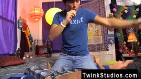 Naked guys Jason Creed is sitting down with his super uber-cute twink