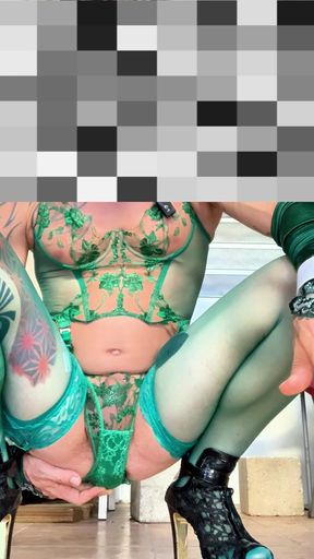 Cute Femboy Very Sexy Stocking Lingerie Showing His Panties Outside