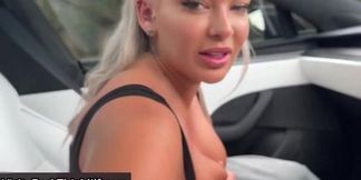 Busty aussie pawg railed in tesla on public road - hayley davies