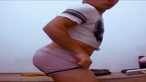 I lower my jacket and touch my whole ass!!!