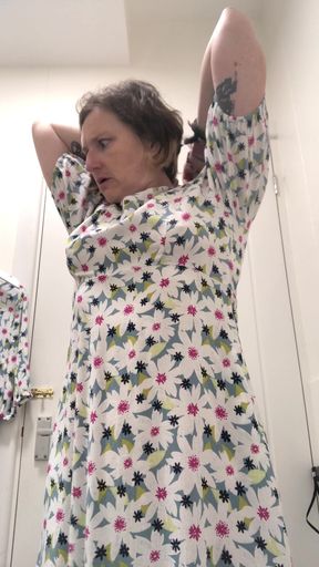 Braless, Commando, Tattooed Chick Trying on New Clothes. Part 1 of 2.