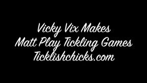 Vicky Vix Seduces Matt to Play Tickling Games and Tickles the Hell Out of Him