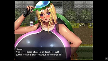 Big Breasts Youkai Busters [PornPlay Hentai game] Ep.9 big black cock villagers have a threesome with a kappa girl in swimsuit