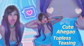 Cute Ahegao Topless Teasing