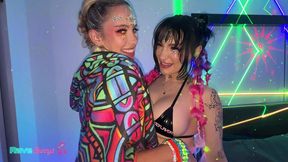 rave sluts nova cane and khloe kapri take turns riding the dj’s cock!