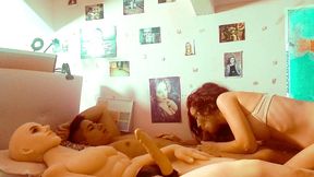 ariel ortiz fucks her husband and his realistic doll in her room