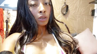 Solo girl movie of amateur Latina MILF girl in bikini fucking own ass