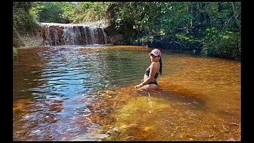 Sexy bath in our tropical river