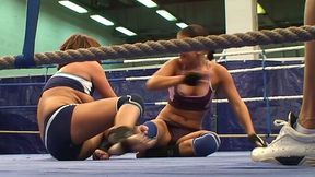 Angry lesbians Rihanna and Samuel Bellina have a wrestling fun