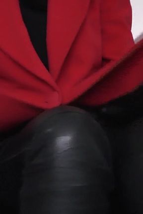 Lady Victoria Valente - Red Coat, Black Leather Pants, Beautiful Hands, Black Fingernails, Close-ups, JOI