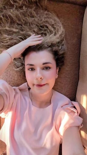 Trans woman enjoys a Pride celebration at her place
