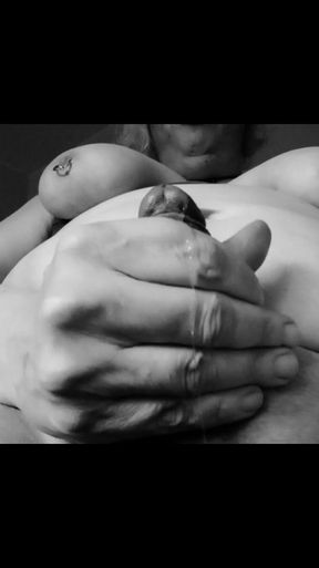 Black and White Cumshot POV