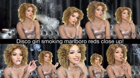 Disco girl smoking marlboro reds close up!