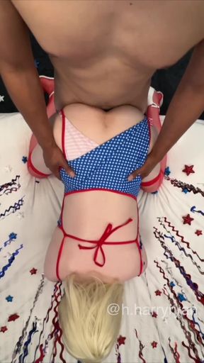 Starting the celebrations by pumping cum into a caged sissy