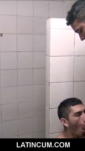 Young Latino Boy Threesome With Guys In Gym Shower For Cash   Clip 1