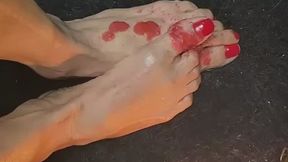 Sexy Small Feet With Long Toes Getting Candle Wax