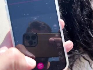 Eva cumming hard in public restaurant thru with Lovense Ferri remote controlled sex-toy