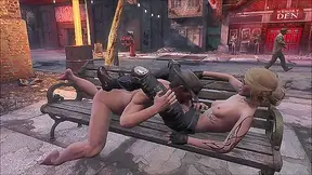 Tiny Fallout Girl Takes Him Publicly on Park Bench Under Open Sky